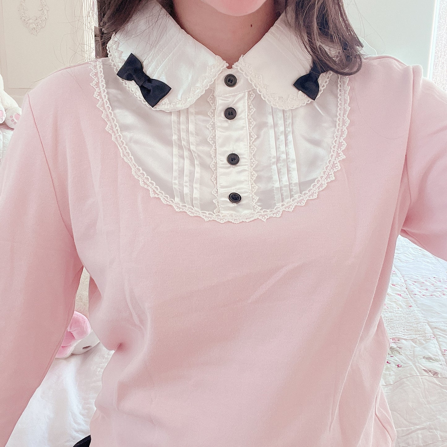 pink layered accent shoujo top