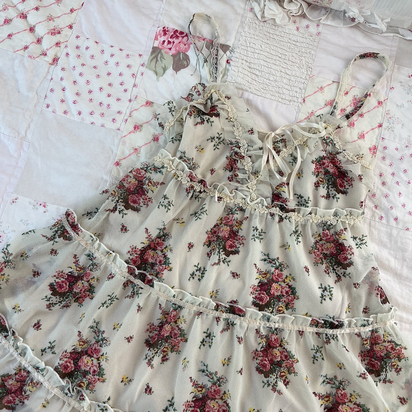 beige floral flowy mini dress