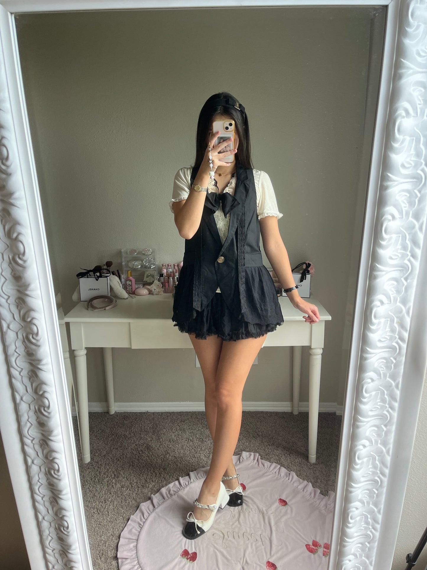 axes femme long black vest