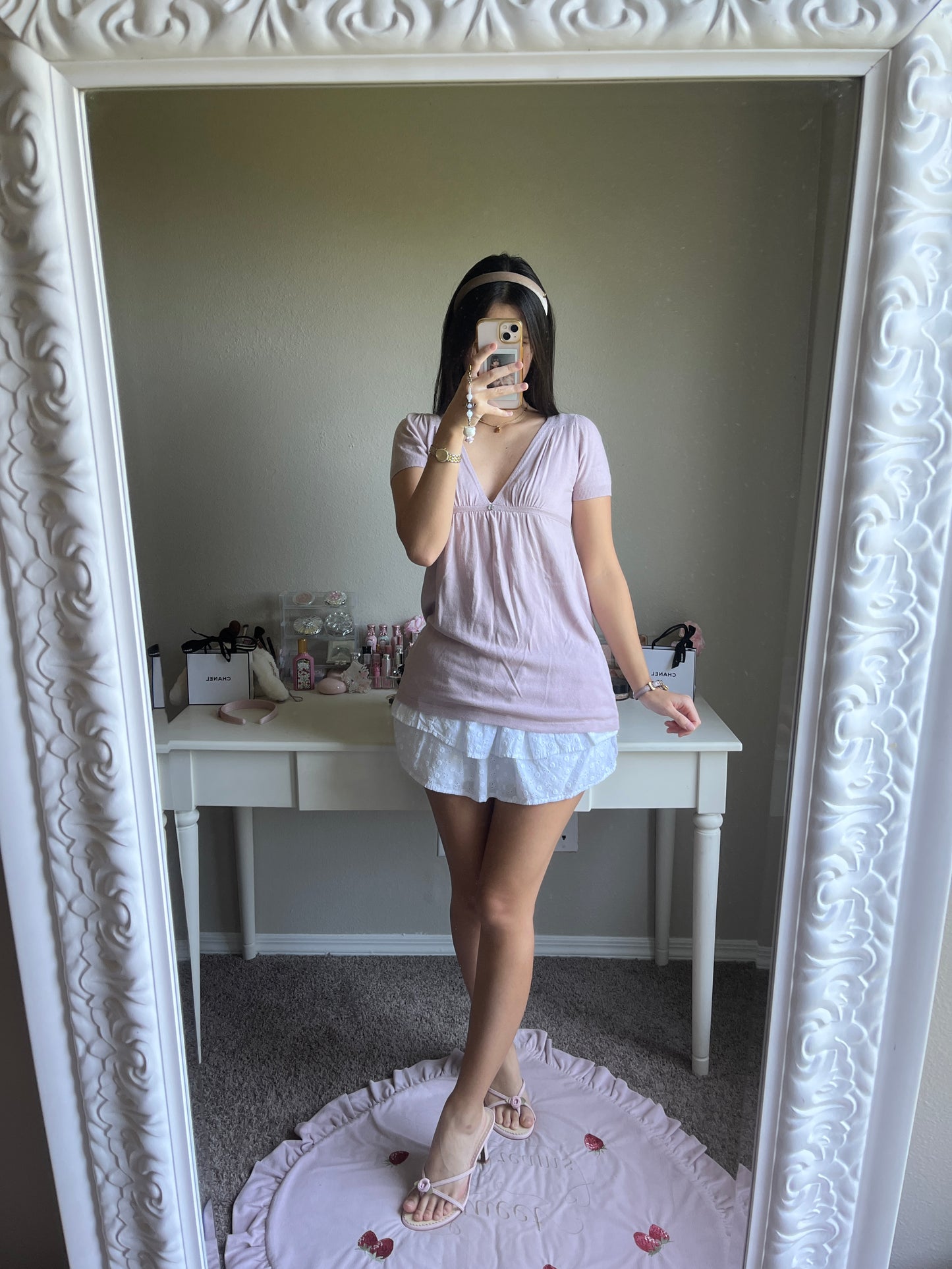 lavender mauve vneck knit