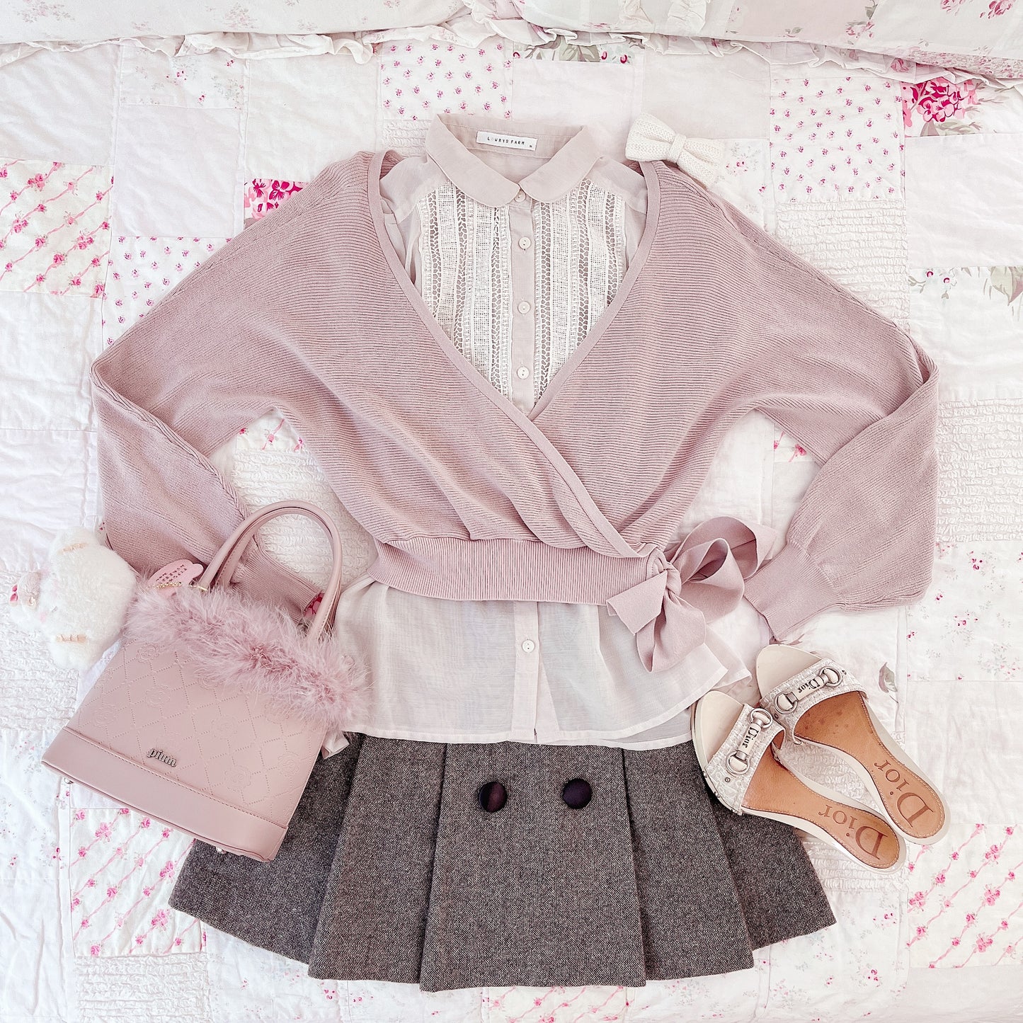 dusty pink wrap style cardigan