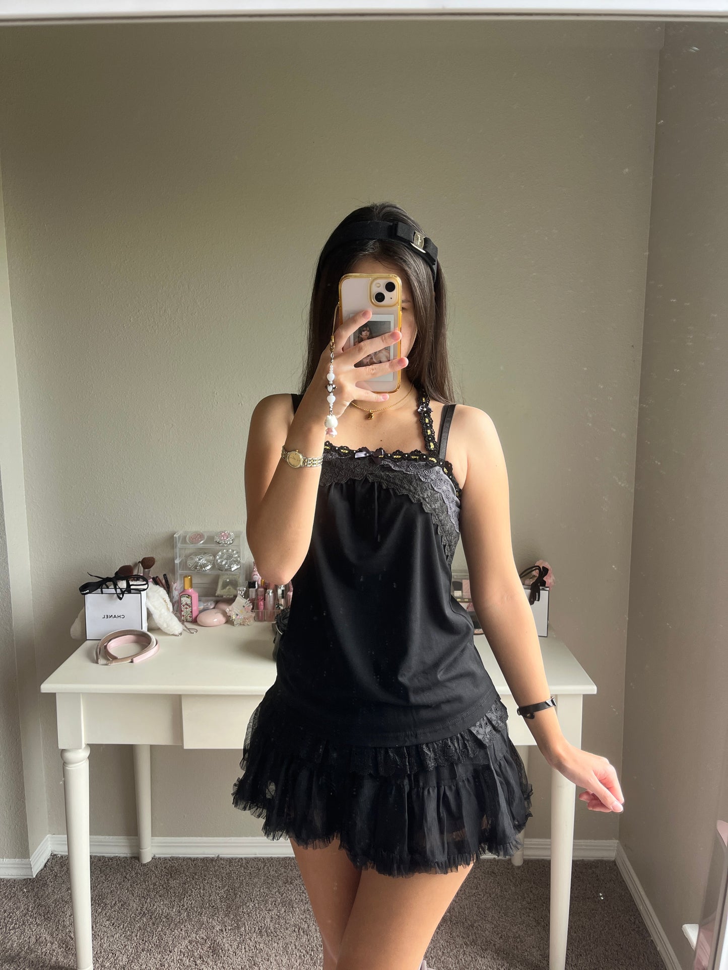 black gothic halter neck camisole