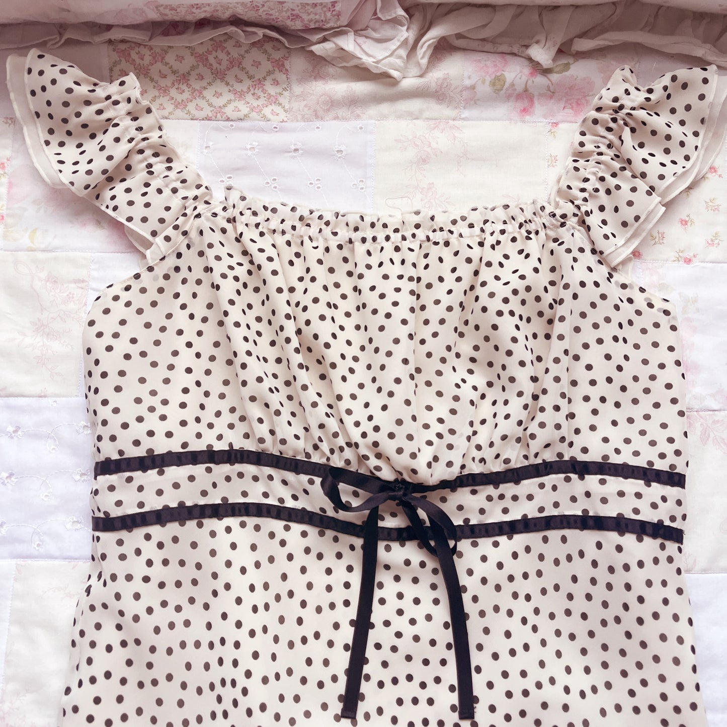 cream retro polka dot dress