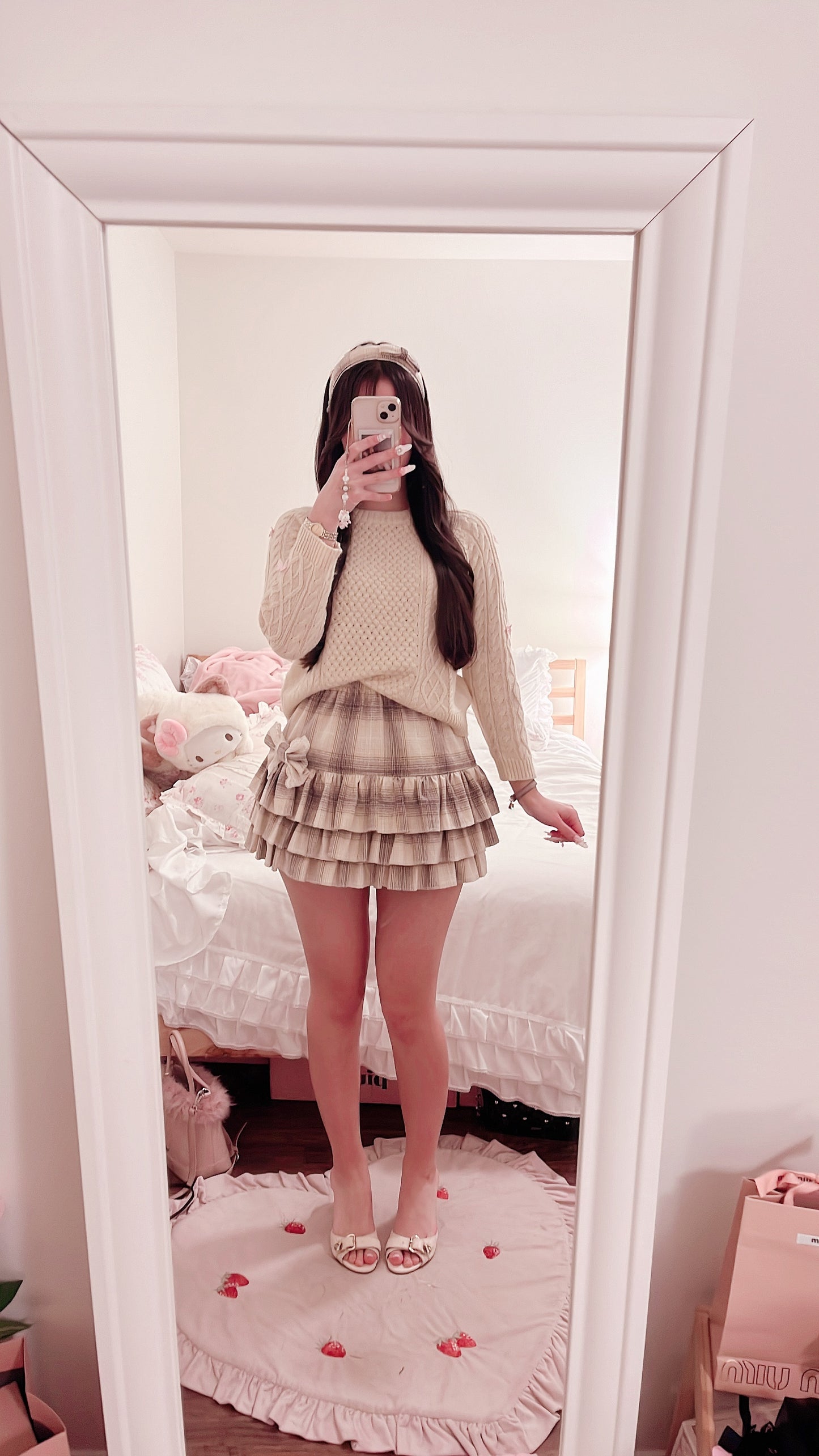 yamii sweet plaid skirt set