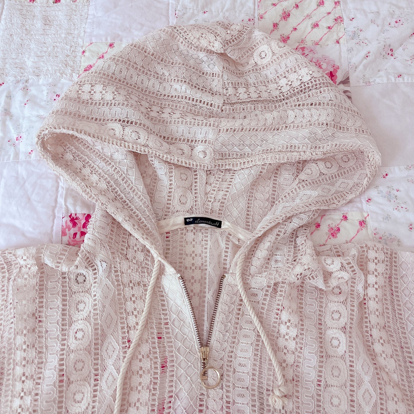 lace quarter-zip pullover