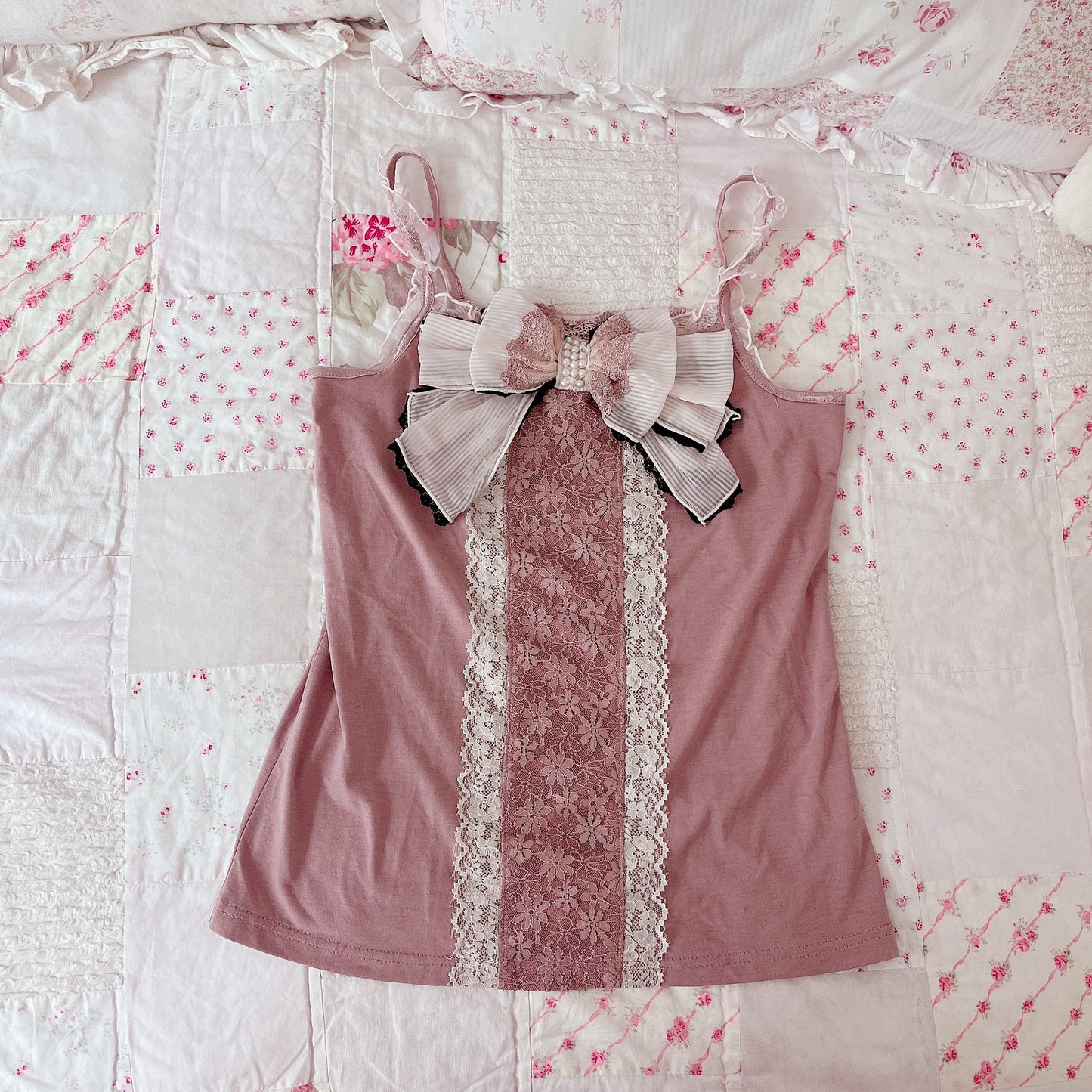 axes femme mauve and brown ribbon cami