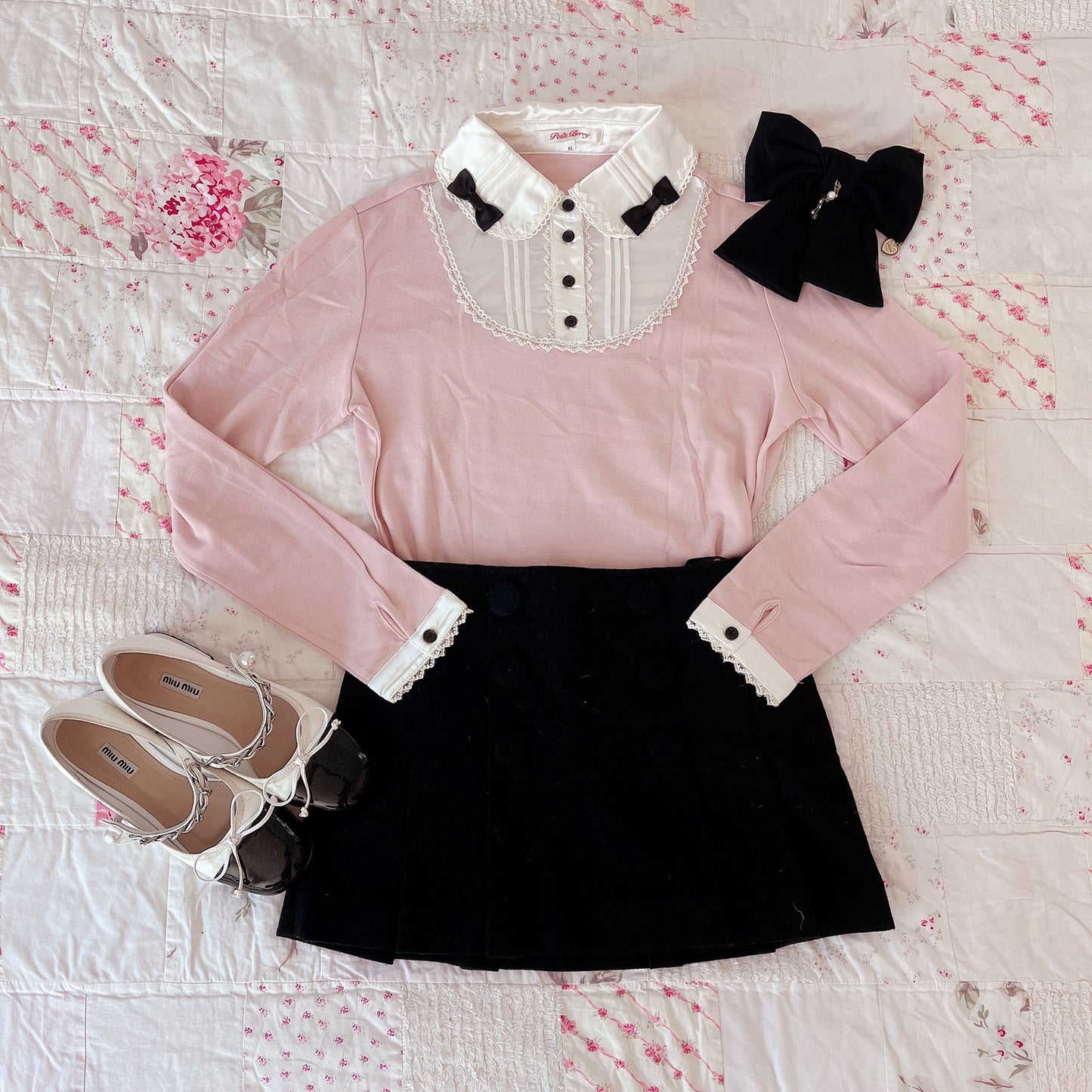 pink layered accent shoujo top
