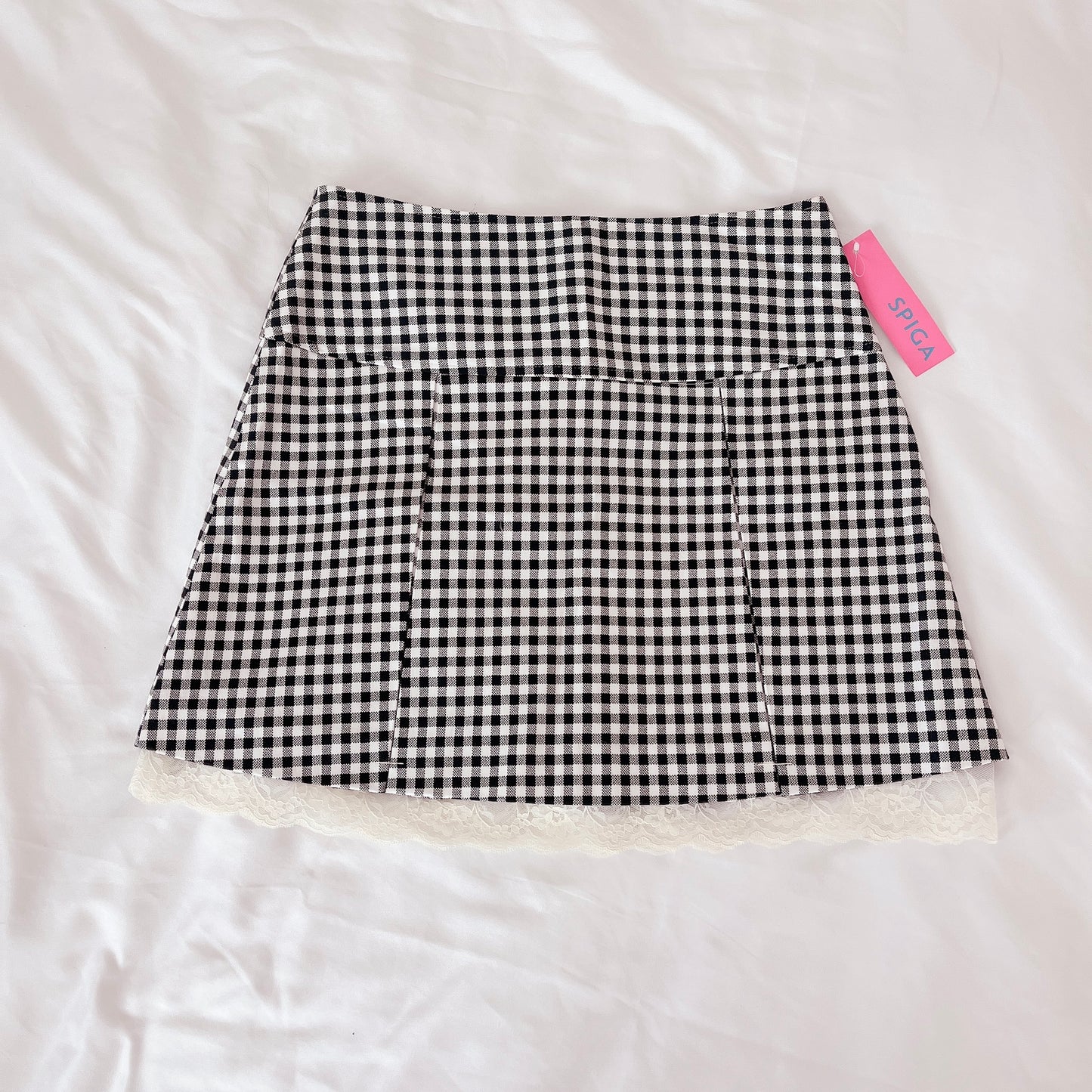 black and white gingham skirt