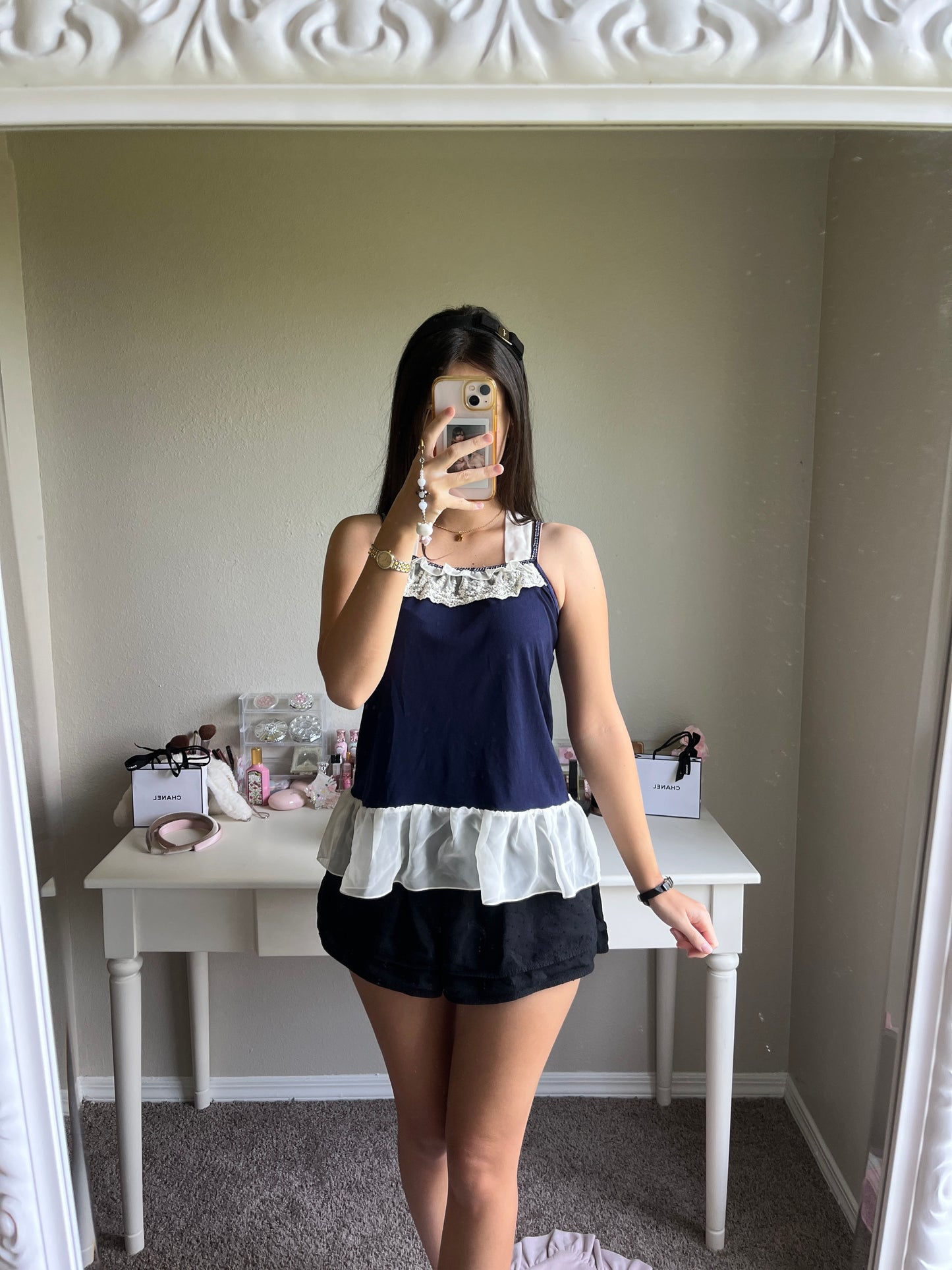 navy halter camisole