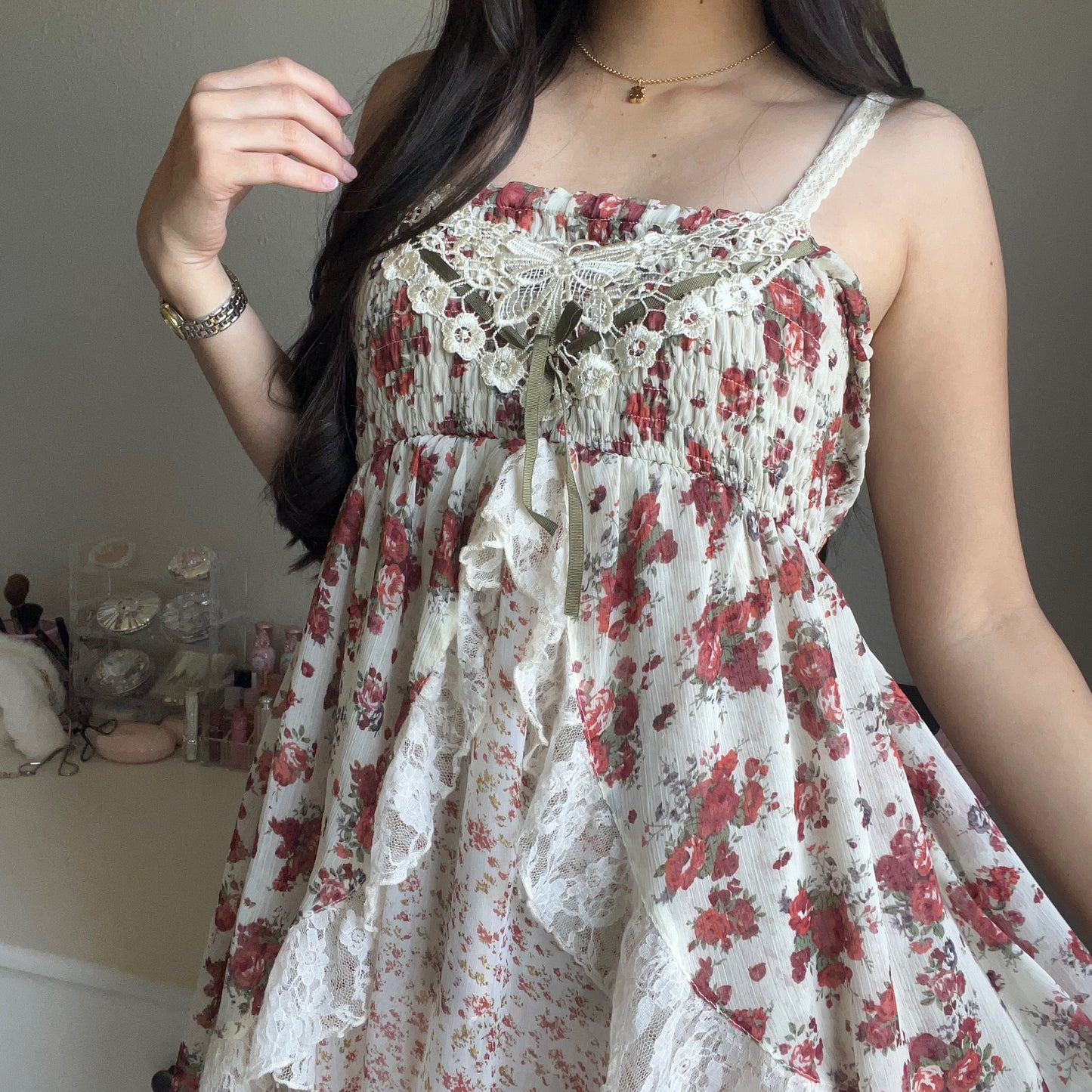 rose bouquet mini cami dress