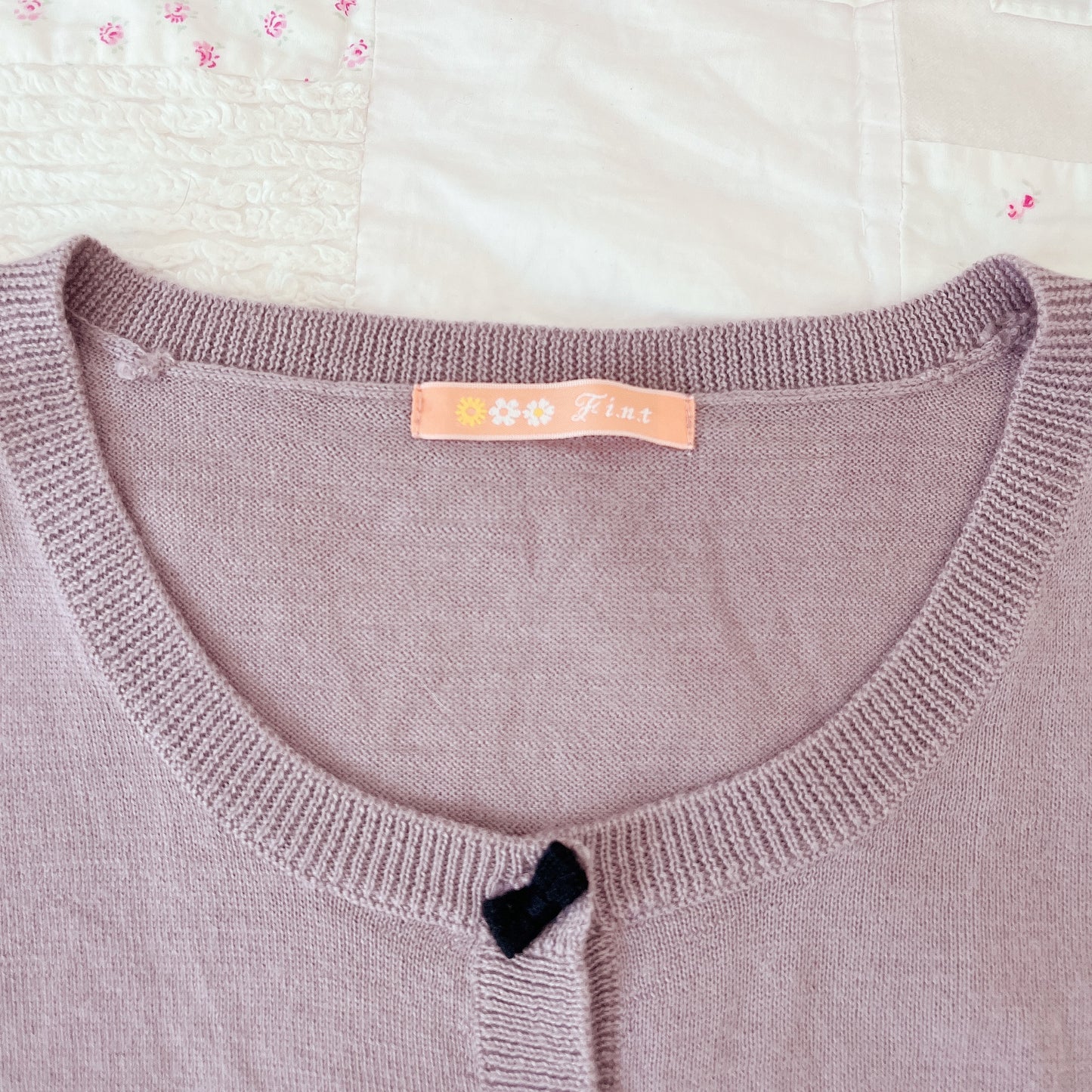 mauve ribbon contrast cardigan