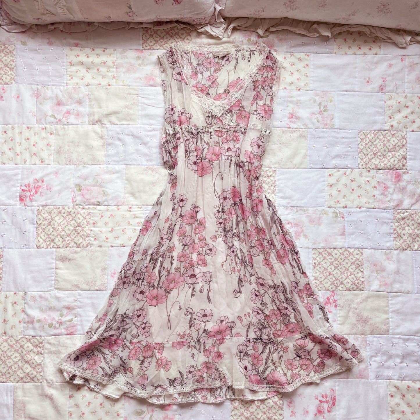pink floral two piece dress set