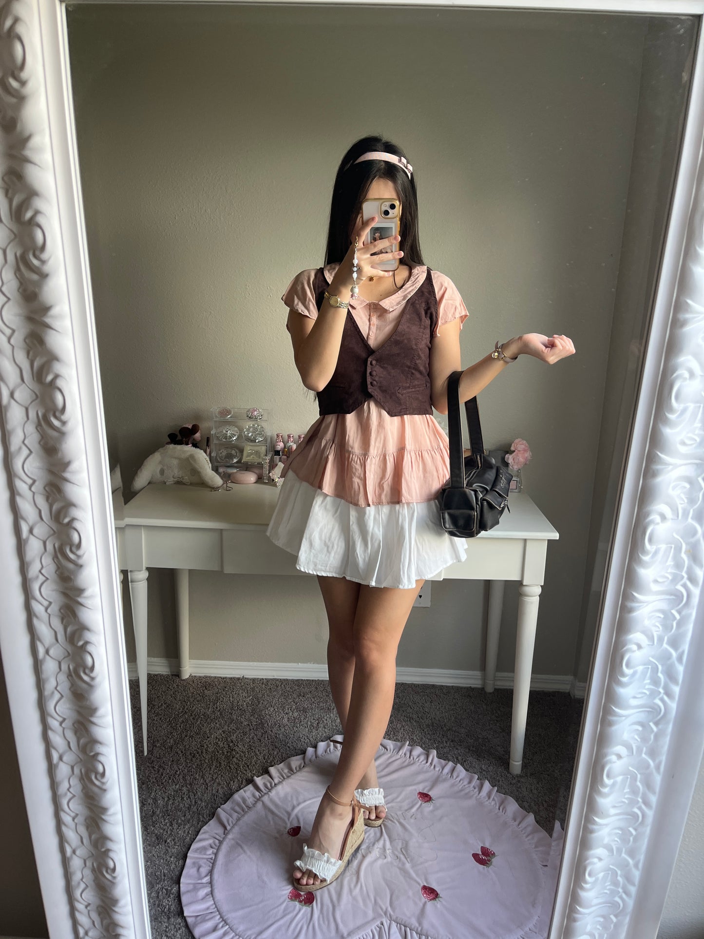 dusty coral pink flowy blouse