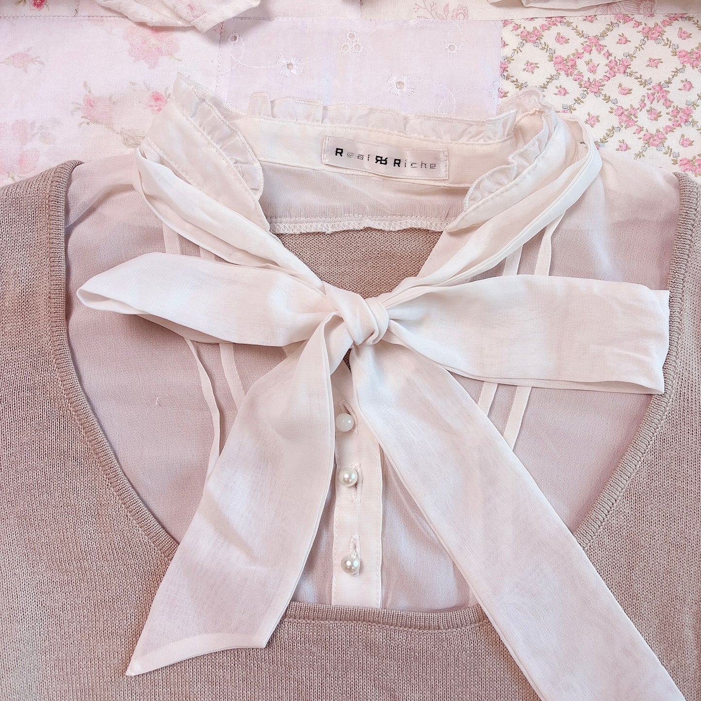 beige layered accent top