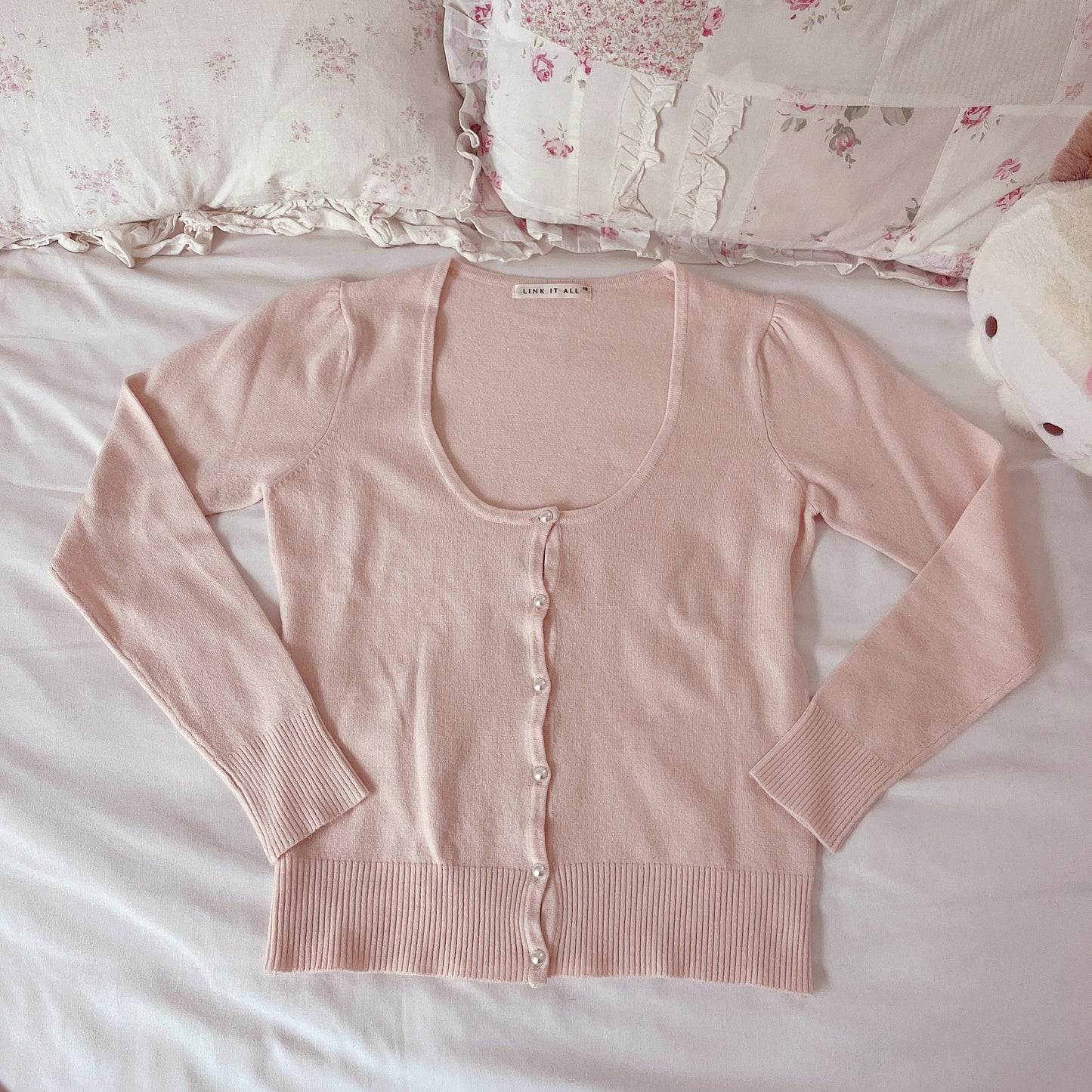 salmon pink fitted cardigan