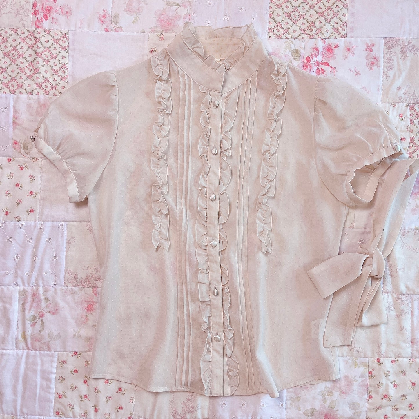sheer beige victorian blouse