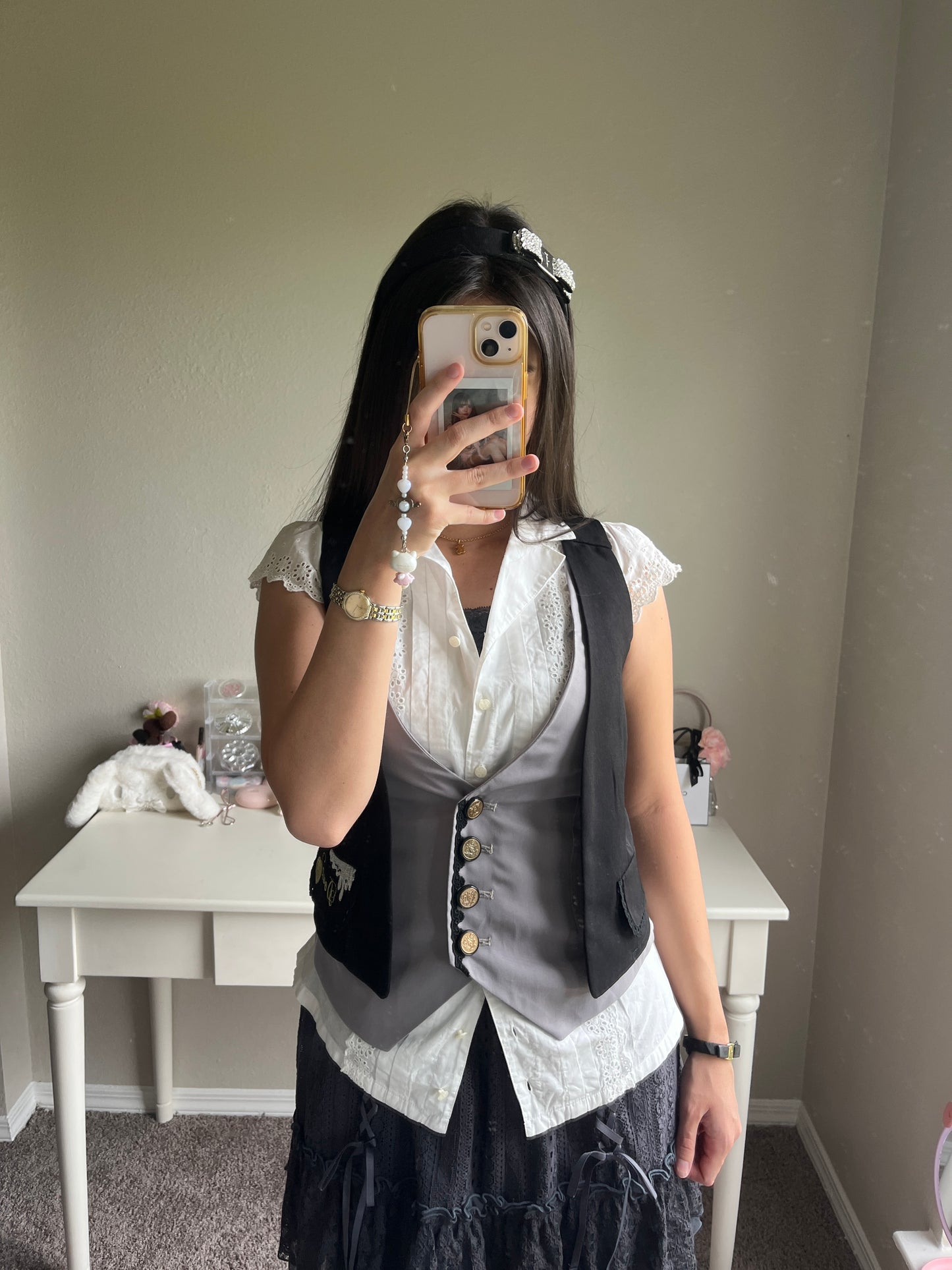 axes femme black and gray bustier vest