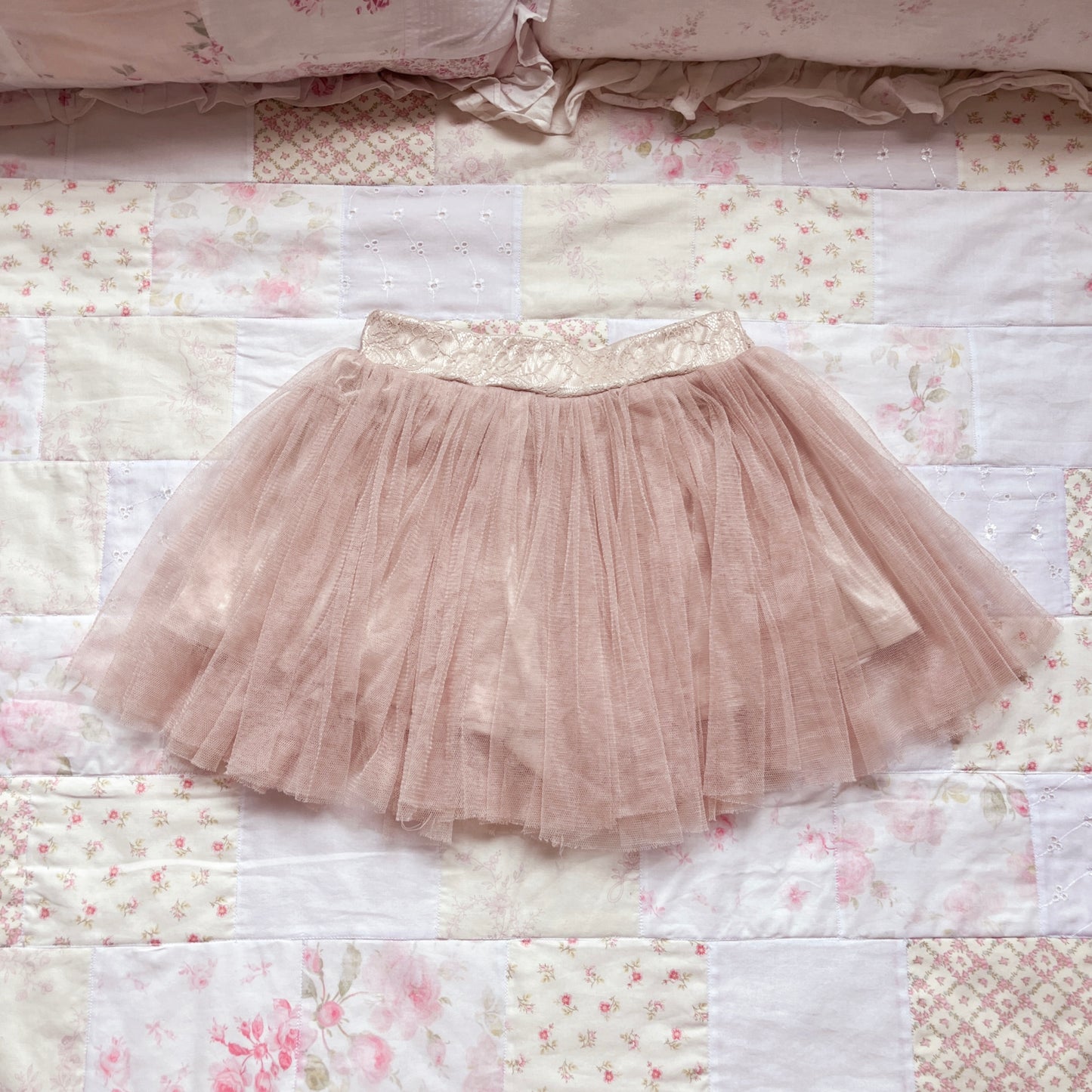 dusty pink tulle mini skirt