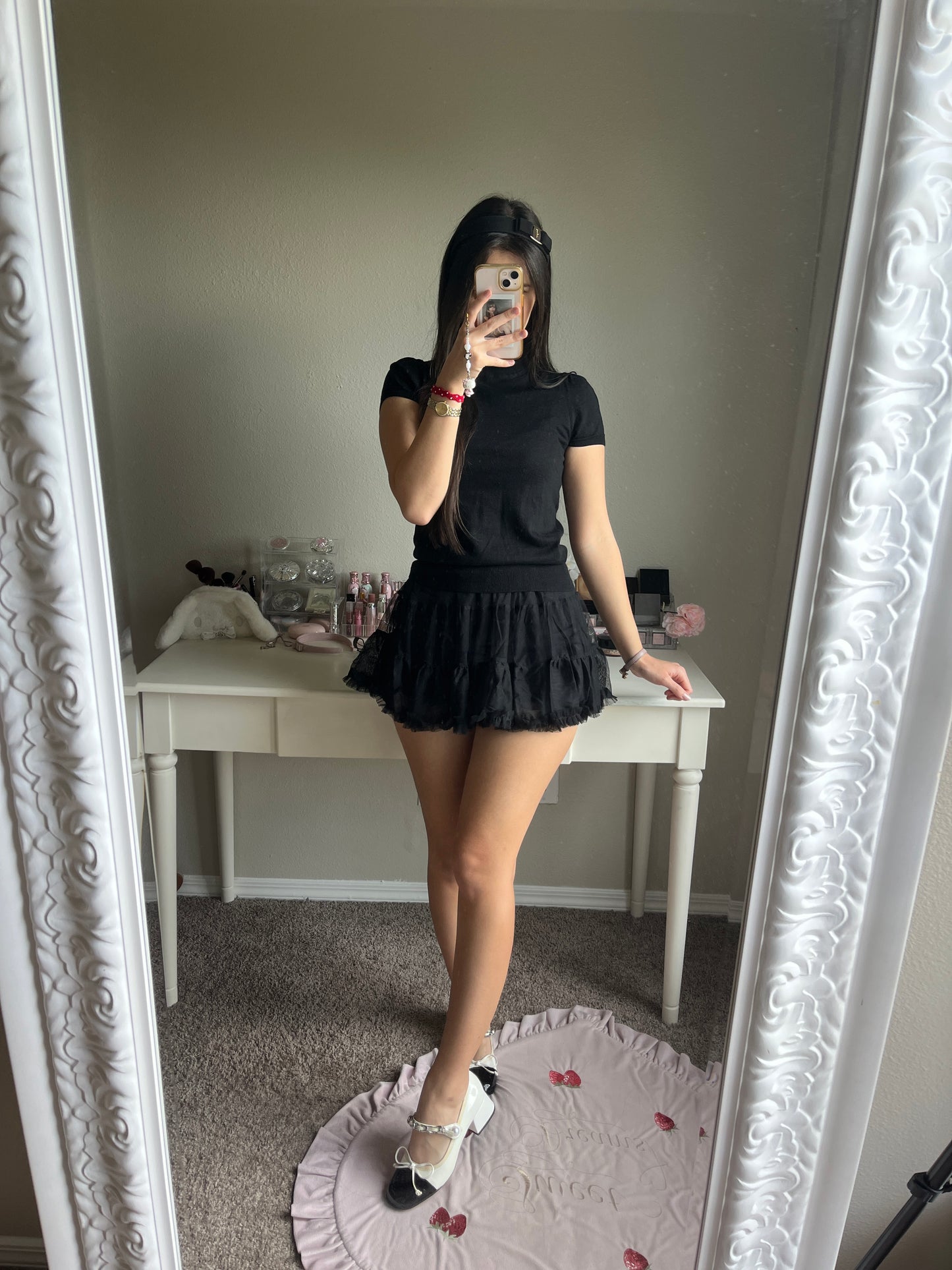 black tulle miniskirt