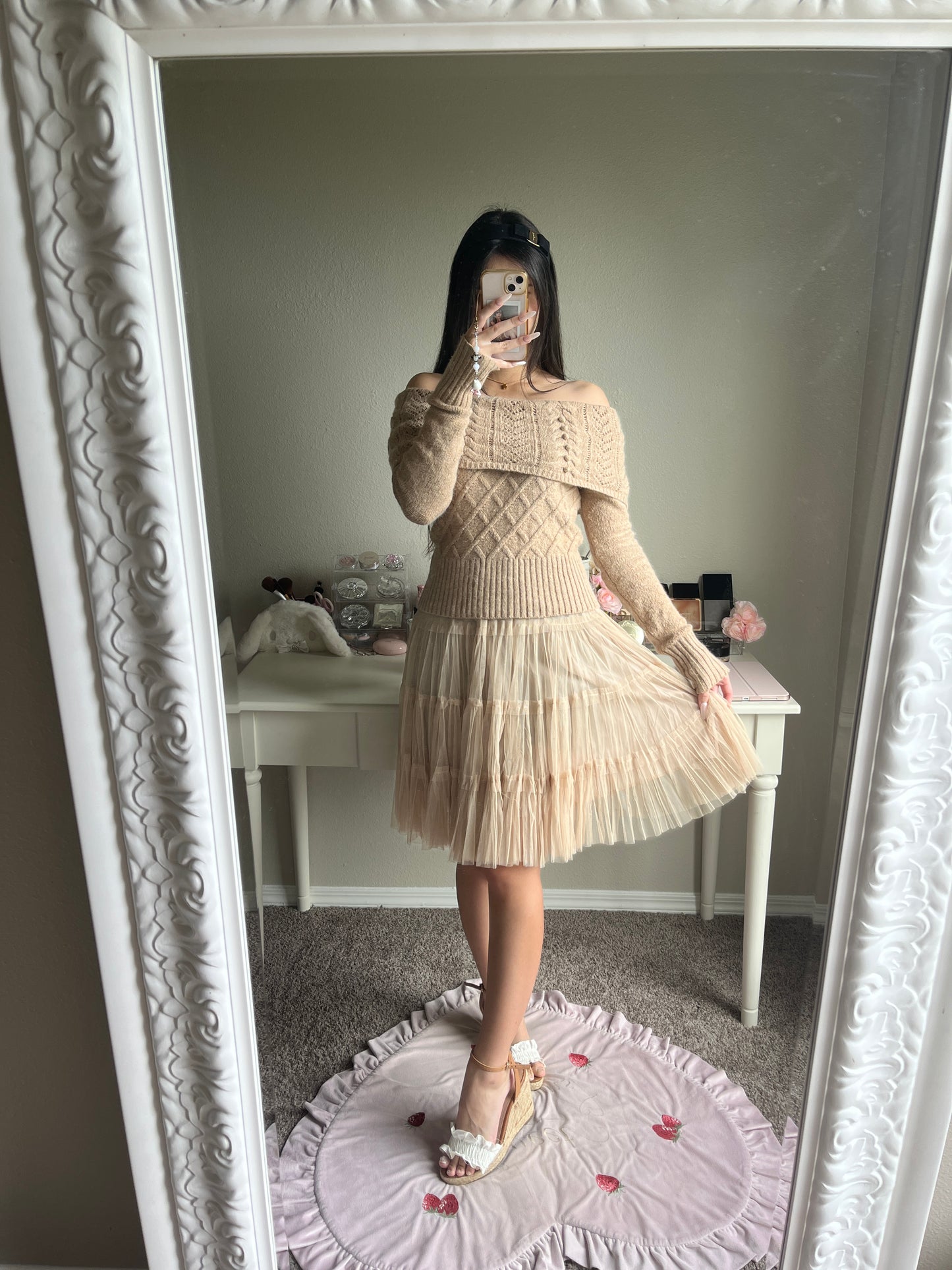 caramel tulle tier skirt