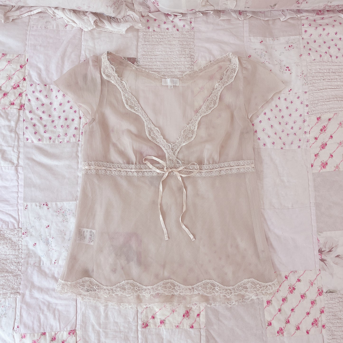 sheer vneck delicate blouse