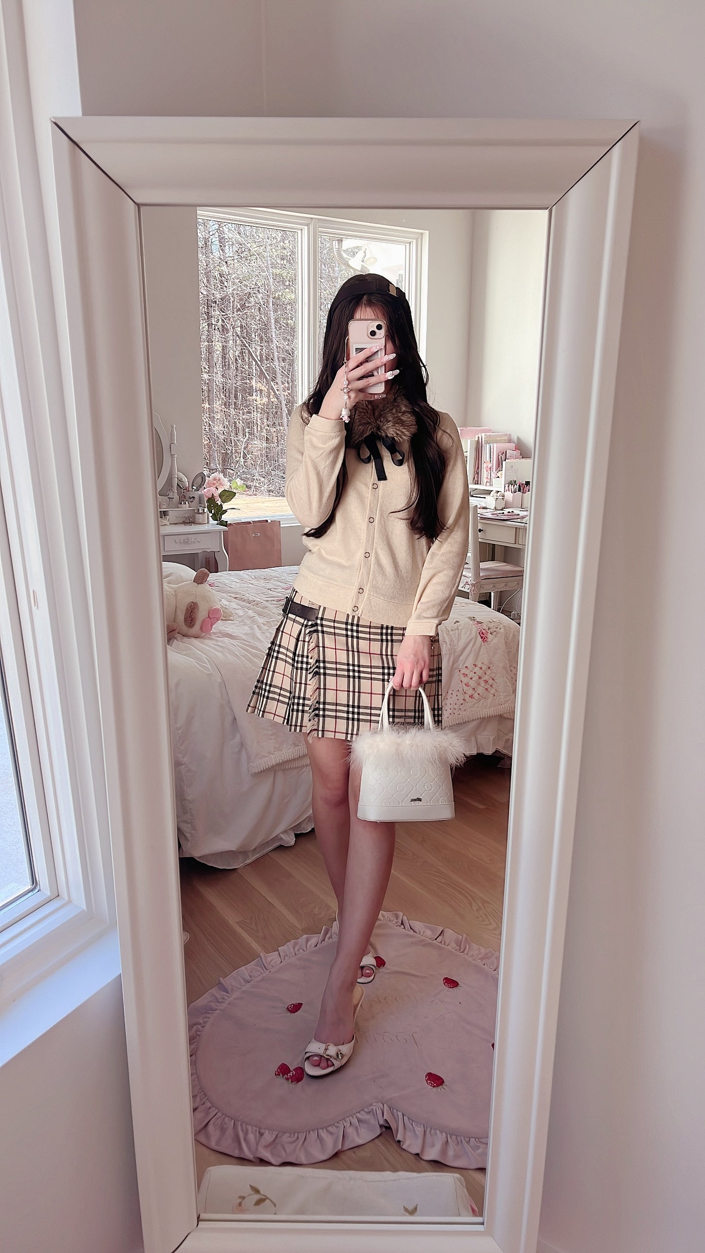 tan cardigan with detachable collar