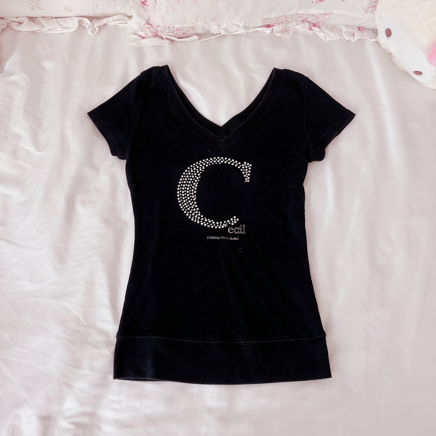 cecil mcbee black rhinestone top