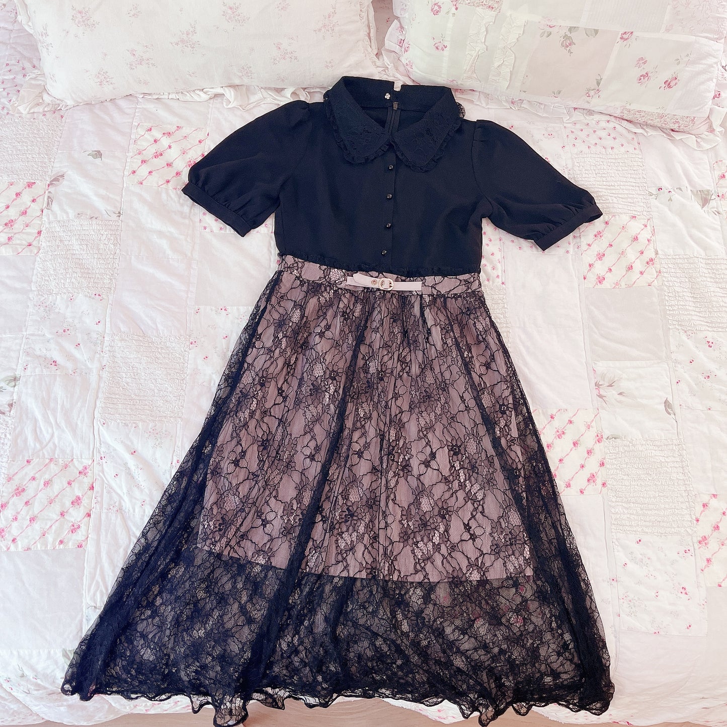 rojita lace overlay long dress