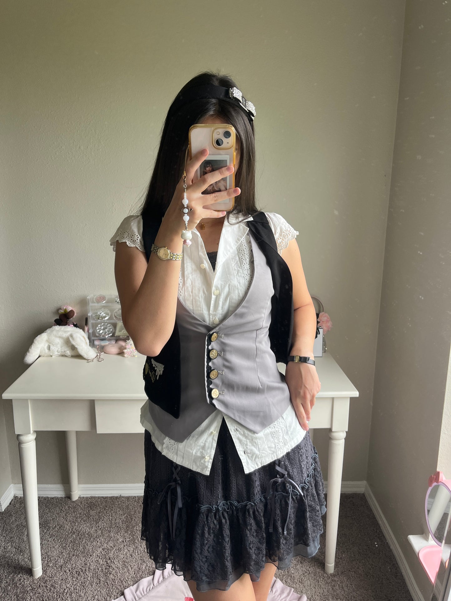 axes femme black and gray bustier vest