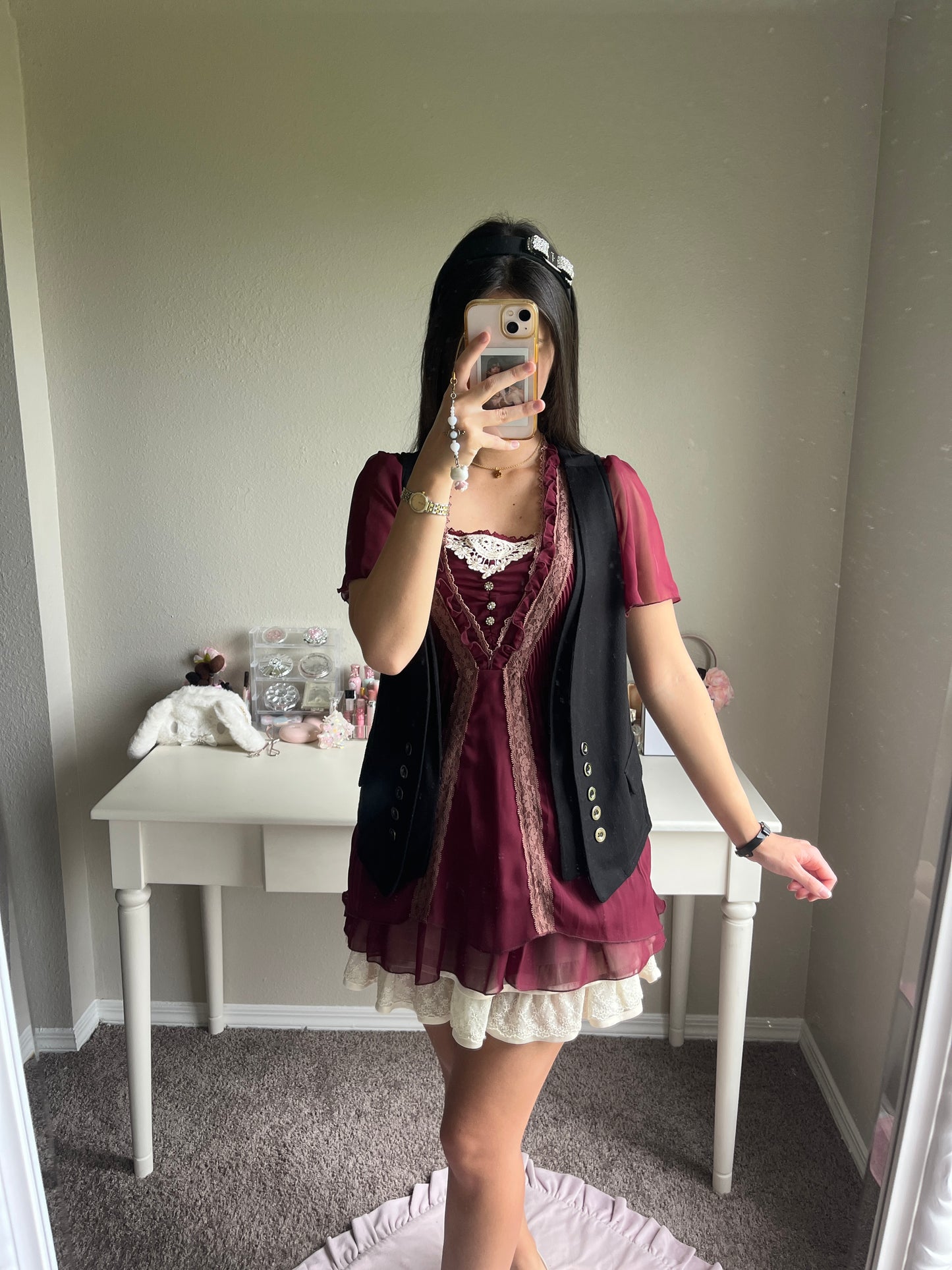 soft black open vest