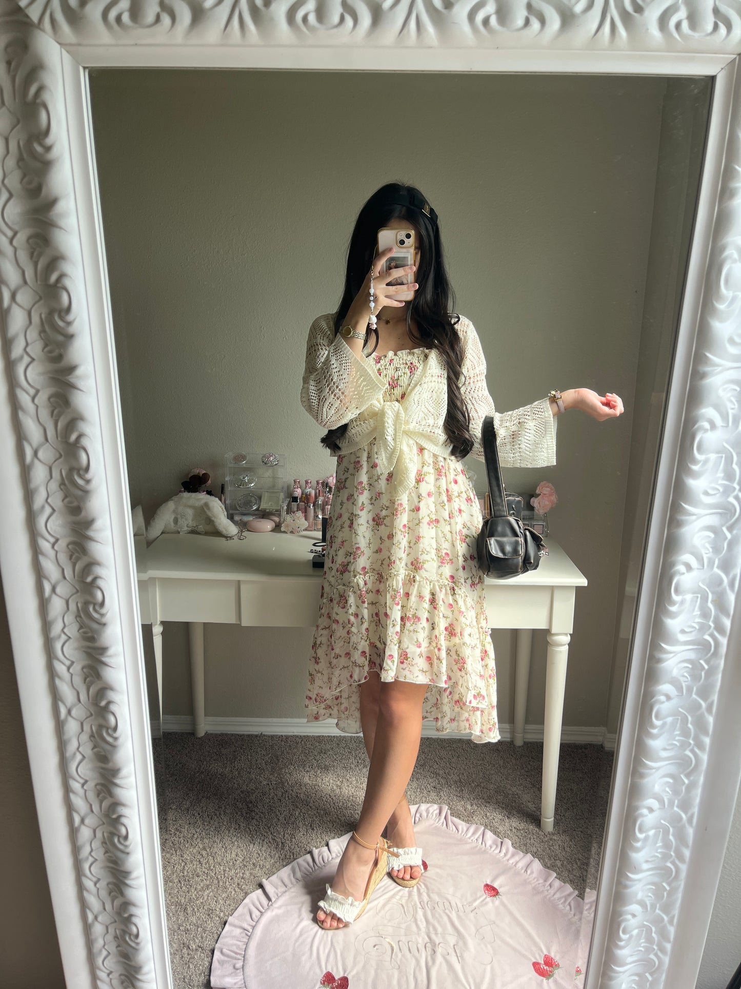 l'est rose floral hi-low dress