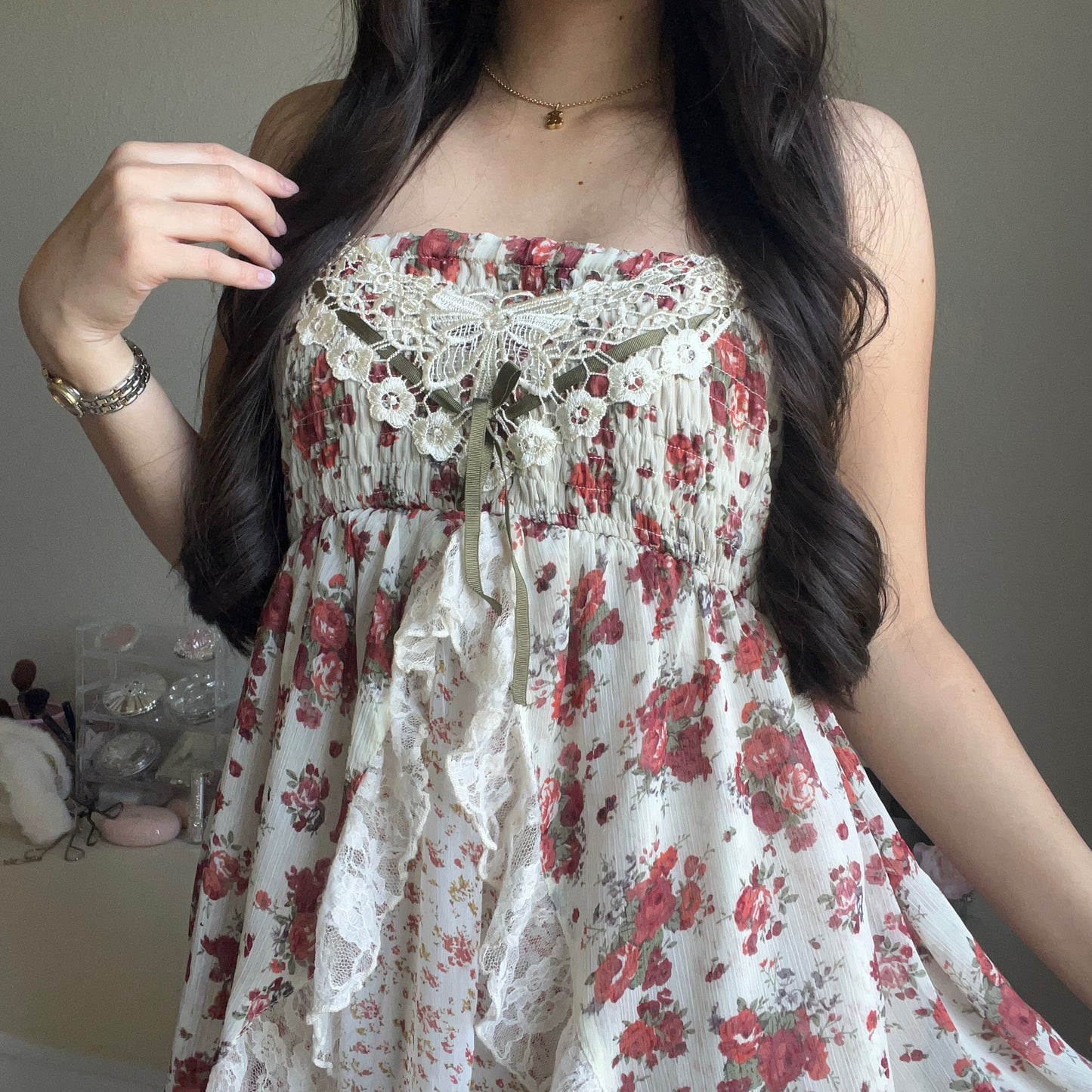 rose bouquet mini cami dress