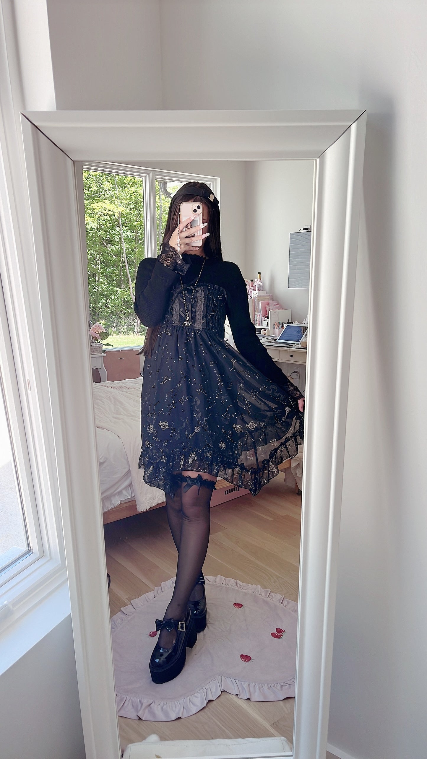 black constellation two-way skirt