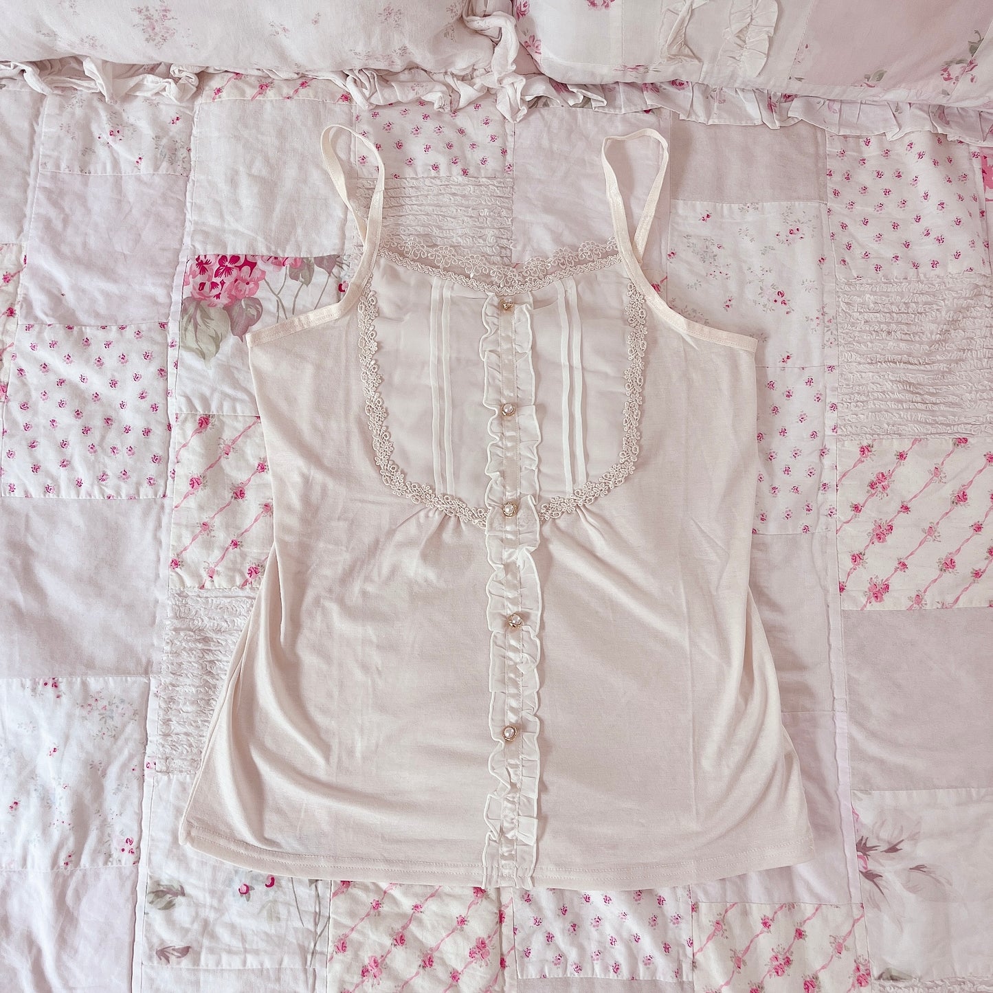 cream bib accent camisole