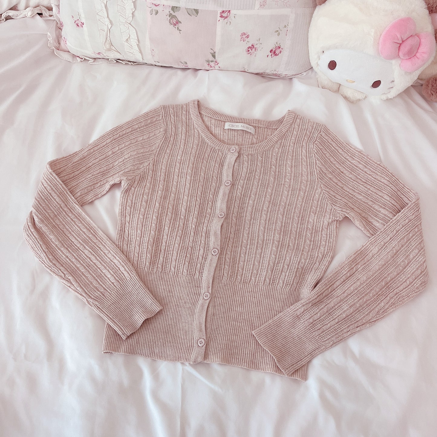 cecil mcbee dusty pink cardigan