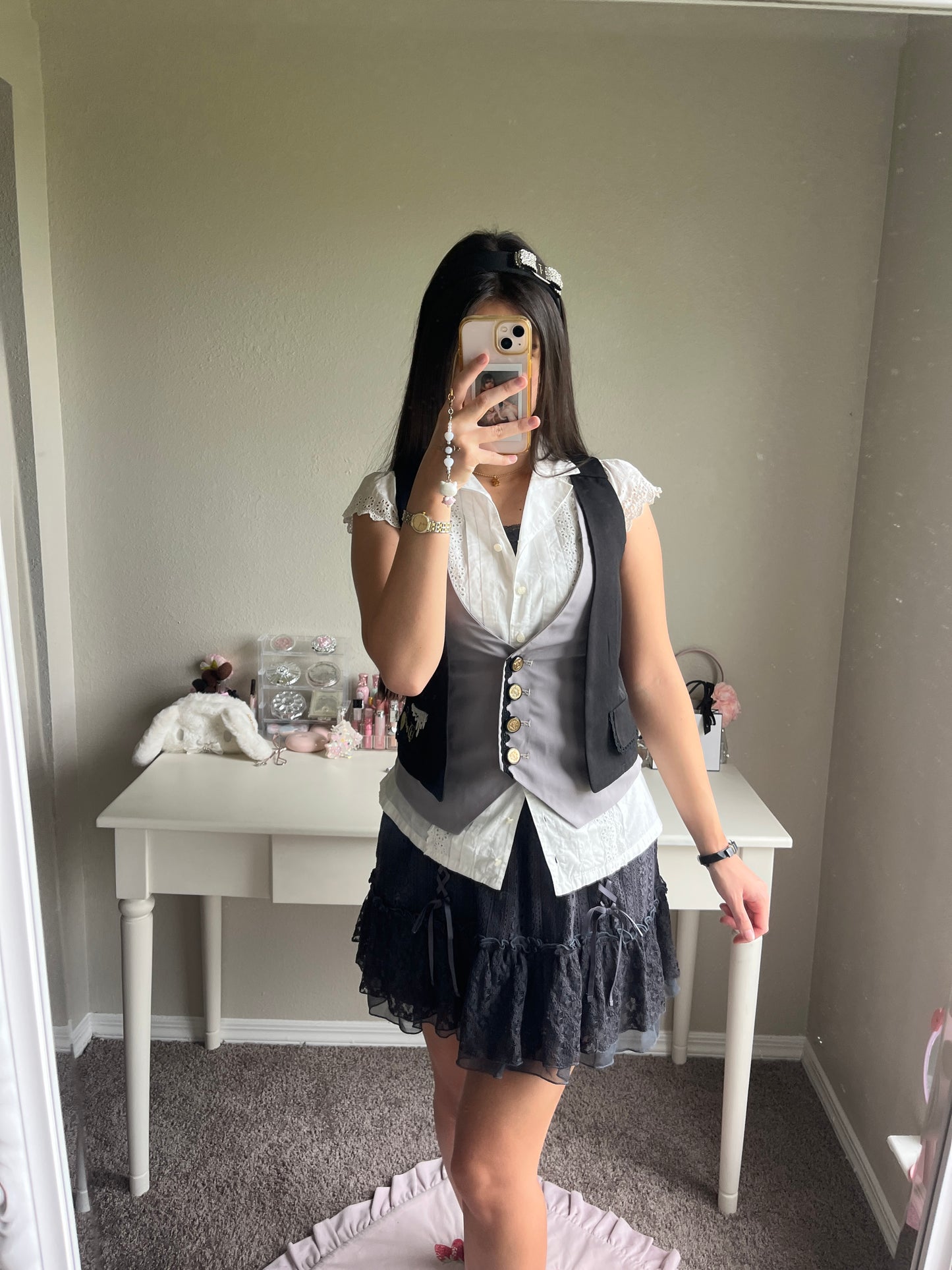 axes femme black and gray bustier vest