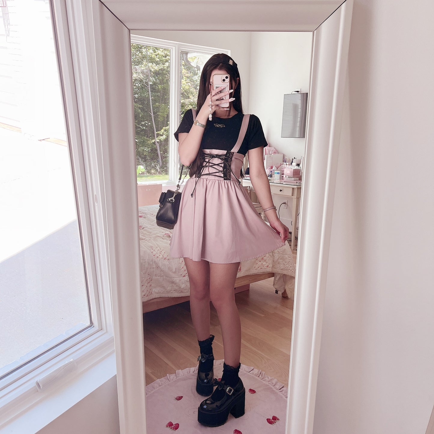 ank rouge mauve lace up jsk