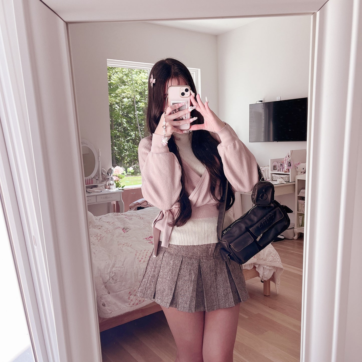 dusty pink wrap style cardigan