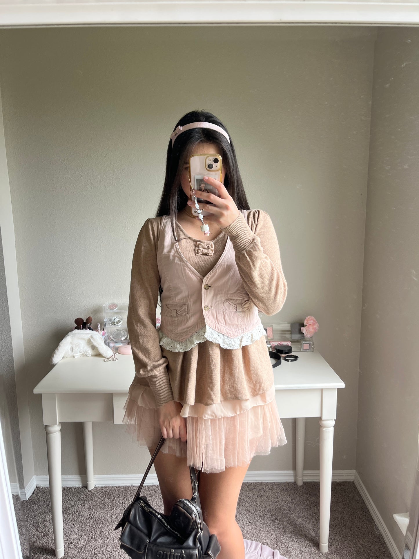 dusty pink tulle mini skirt