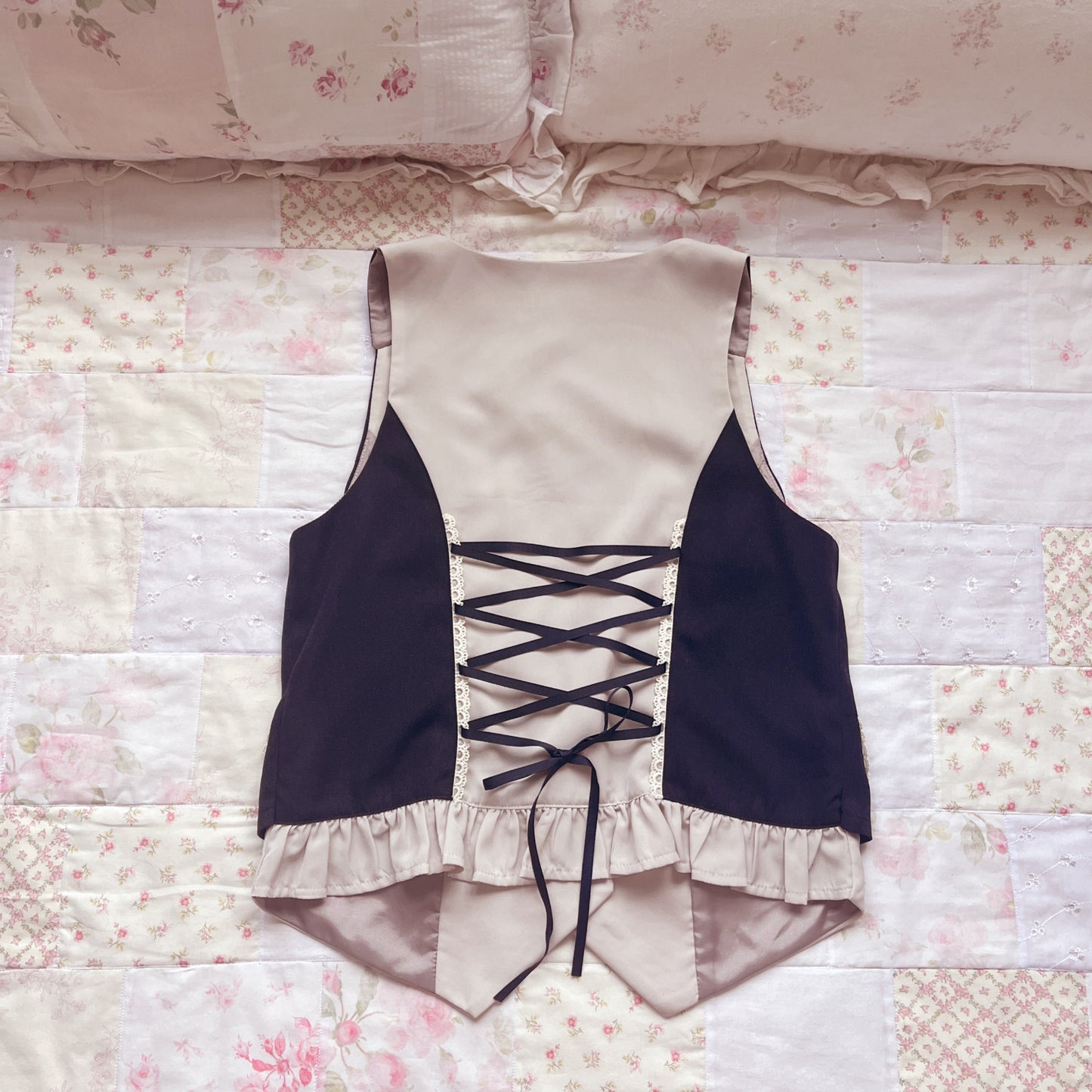 axes femme navy and cream bustier vest