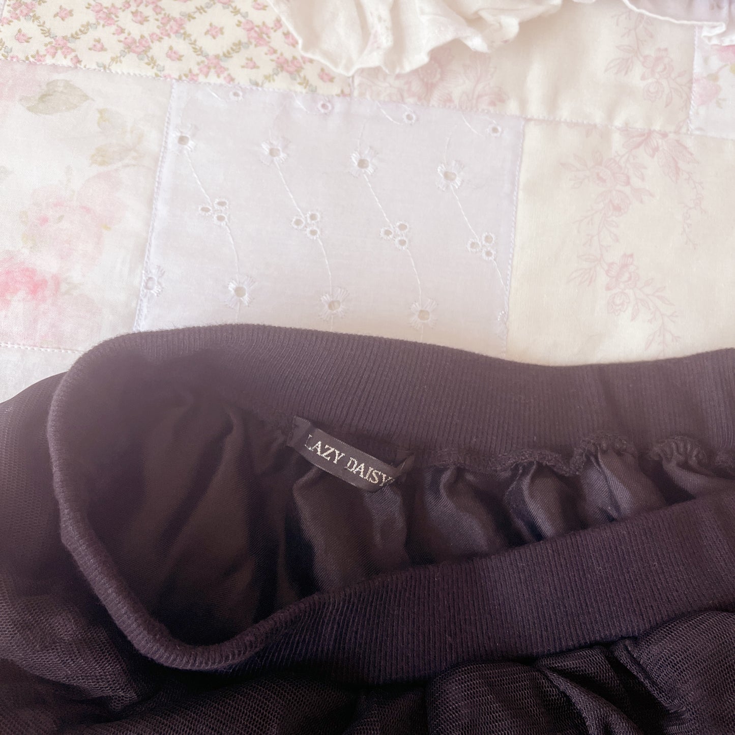black tulle miniskirt