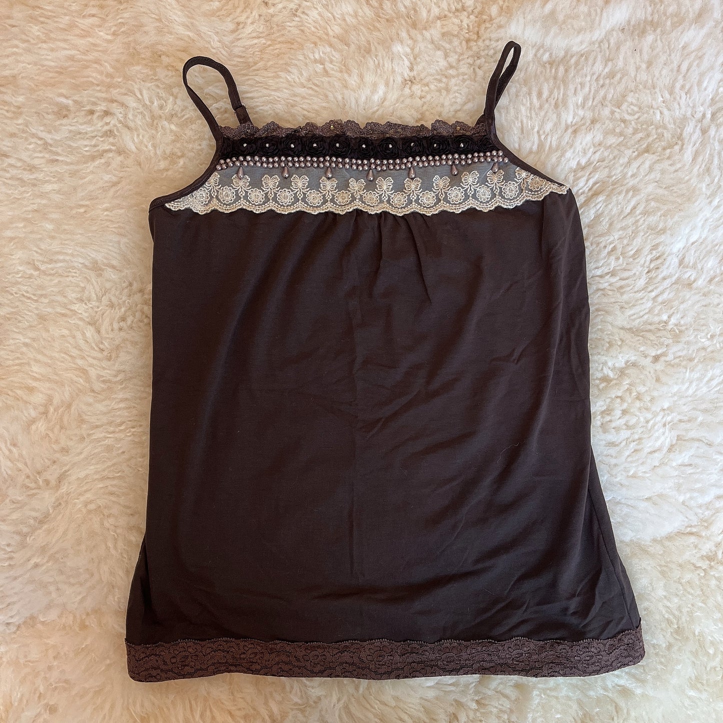 beaded accent brown camisole