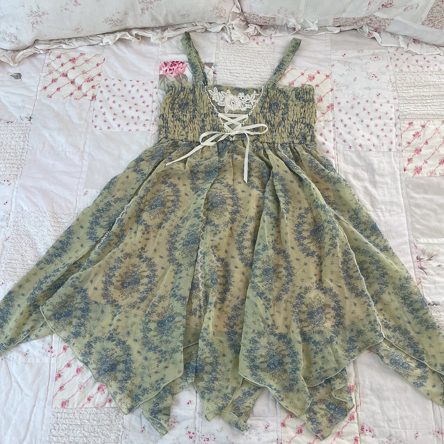green and blue jellyfish mini dress