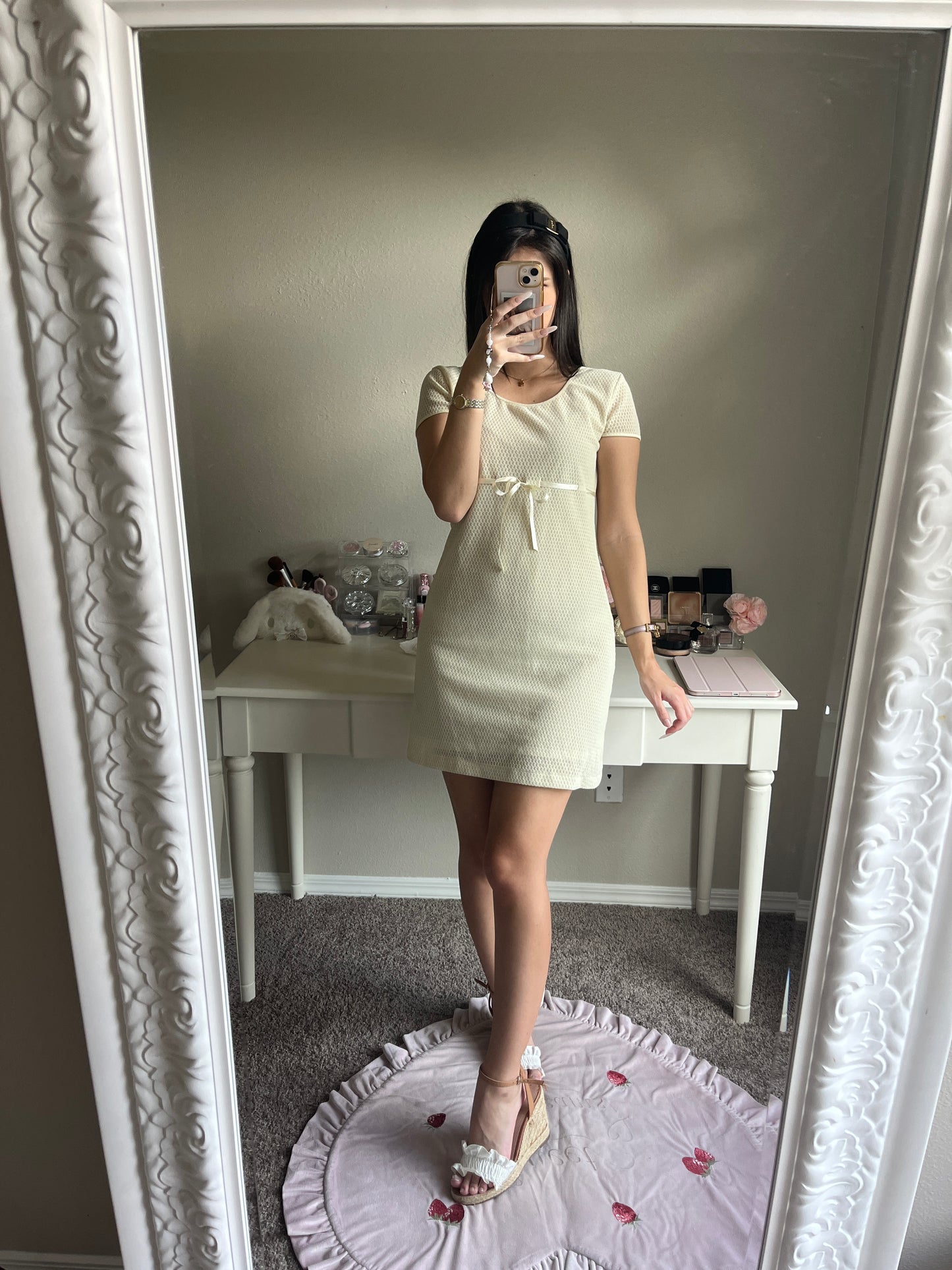 cream soft retro dress