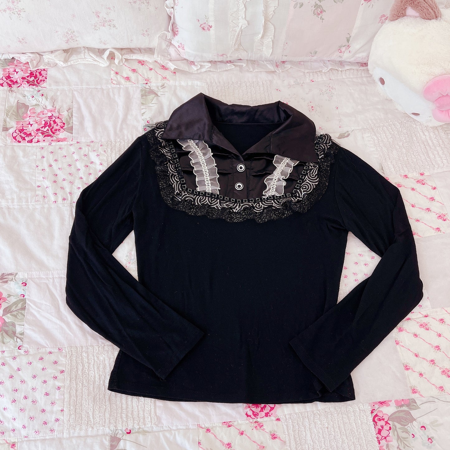 soft knit 1/4 button collared top