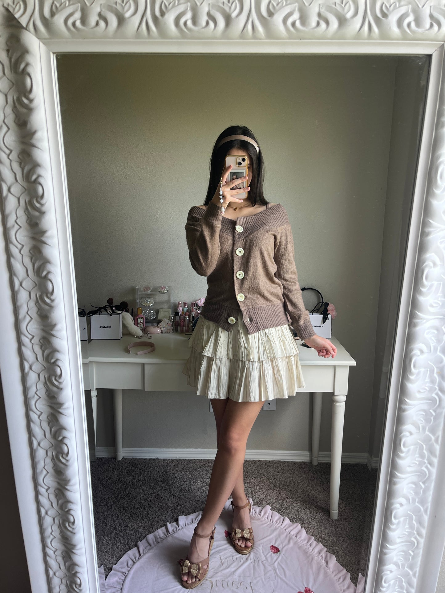 reversible brown button sweater