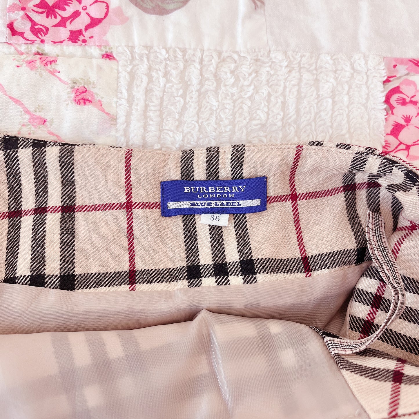 burberry blue label iconic plaid skirt