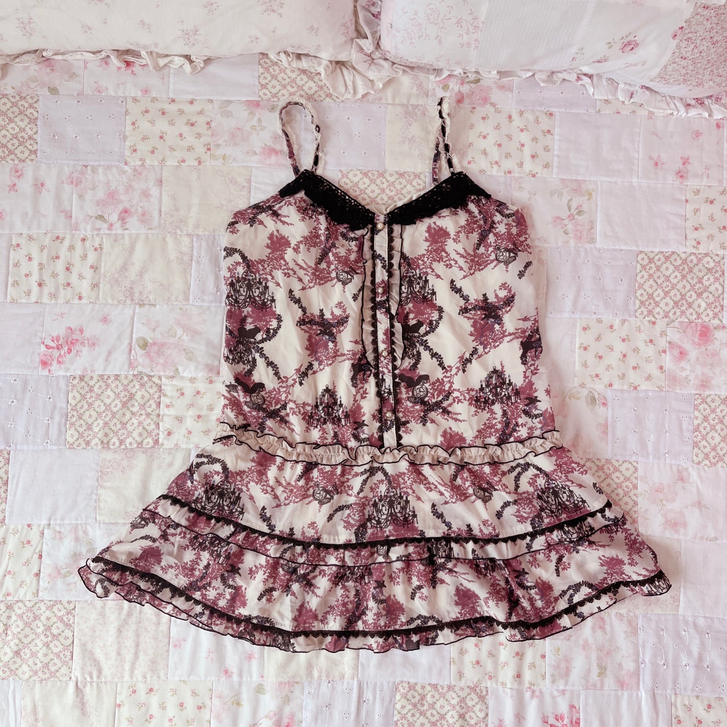 victorian motif beige tunic dress
