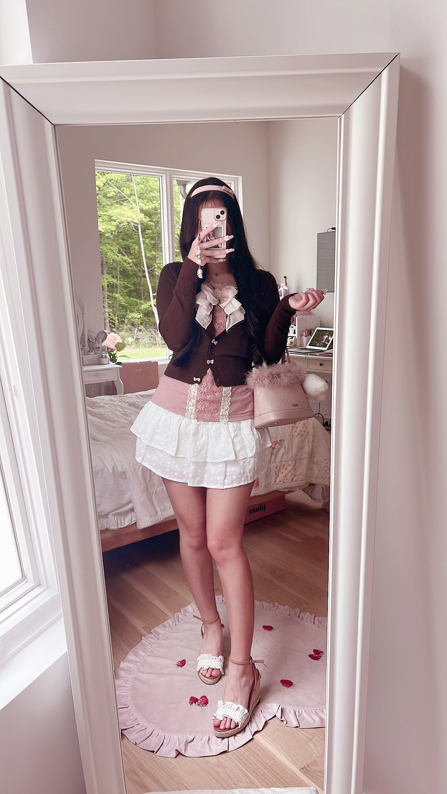 axes femme mauve and brown ribbon cami