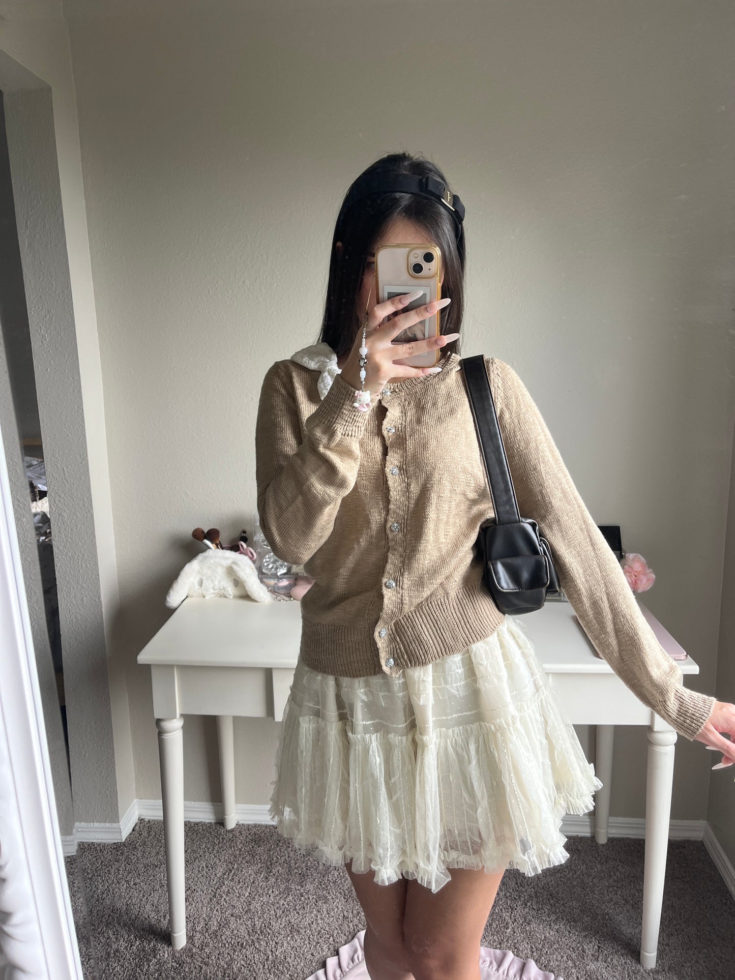 cream tulle mini skirt